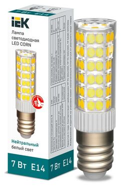 Лампа светодиодная CORN 7Вт капсула 4000К E14 230В керамика IEK LLE-CORN-7-230-40-E14