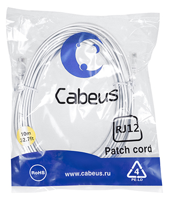 Патч-корд Cabeus PC-TEL-RJ12-10m телефонный 10 м белый