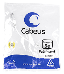 Патч-корд Cabeus PC-UTP-RJ45-Cat.5e-0.15m-WH-LSZH Кат.5е 0.15 м белый