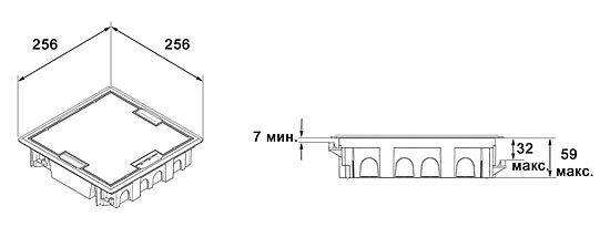 Люк для установки 16 модулей (8 розеток 45х45мм)