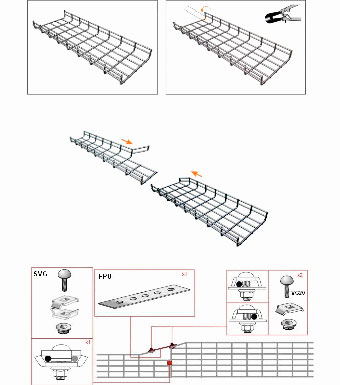 Инструкция для монтажа проволочных лотков с изменением ширины.