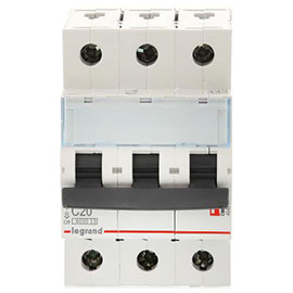 LEGRAND 409255 Автоматический выключатель, серия DX3, C20A, 20A, 3-полюсный