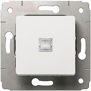 LEGRAND 773610 Выключатель 1-клавишный, с индикацией, 10АХ, 250В, белый, Cariva