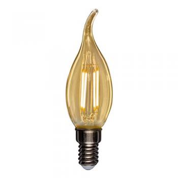Лампа филаментная REXANT Свеча на ветру CN37 9.5 Вт 950 Лм 2400K E14 золотистая колба